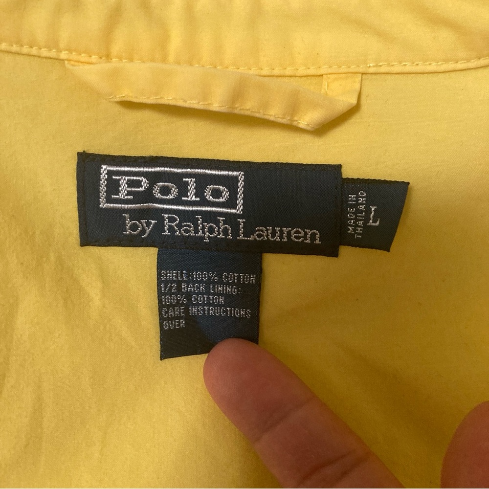 Polo Ralph Lauren Harrington Jacket  Pony Embroidered Yellow Cotton Size L - Picture 7 of 16